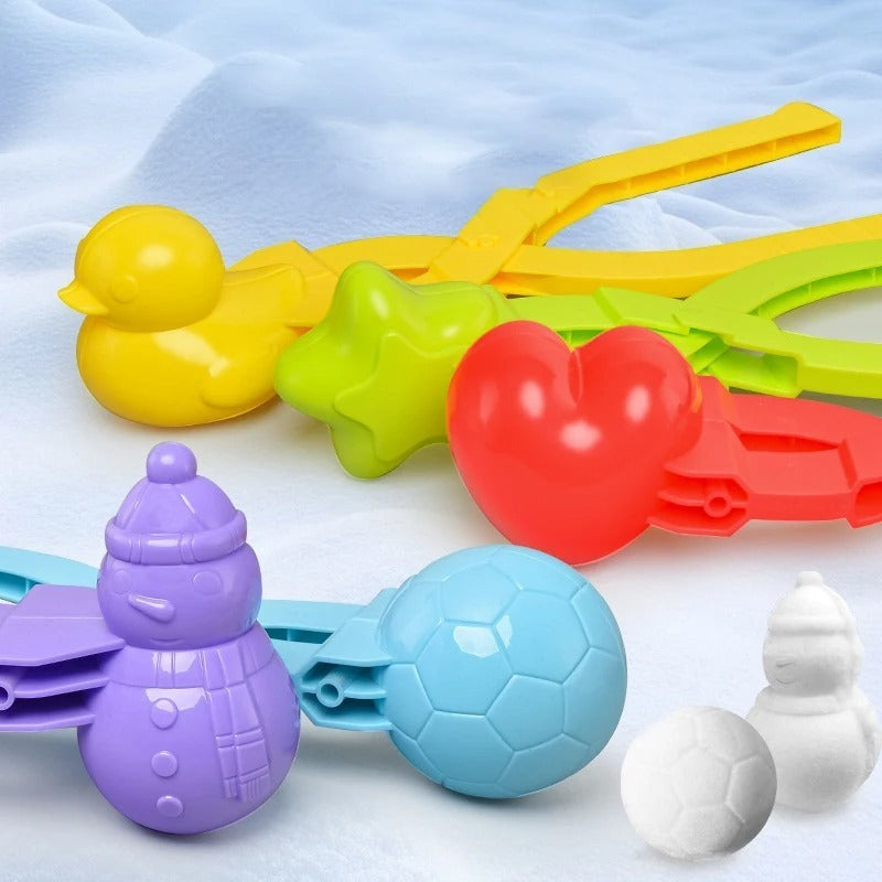 Multi-Shape Snow Maker Tool with Duck, Snowman, Heart & Football Molds - Compatible for Skiing, Snowball Fighting