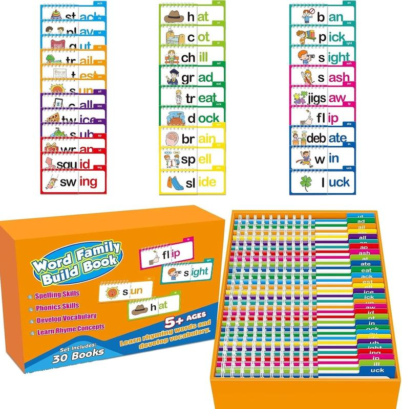 30-Volume Reading Rhyming Flip Books, ABC Word Flashcards, Word Family Building Books, Word Family Flashcard Sets