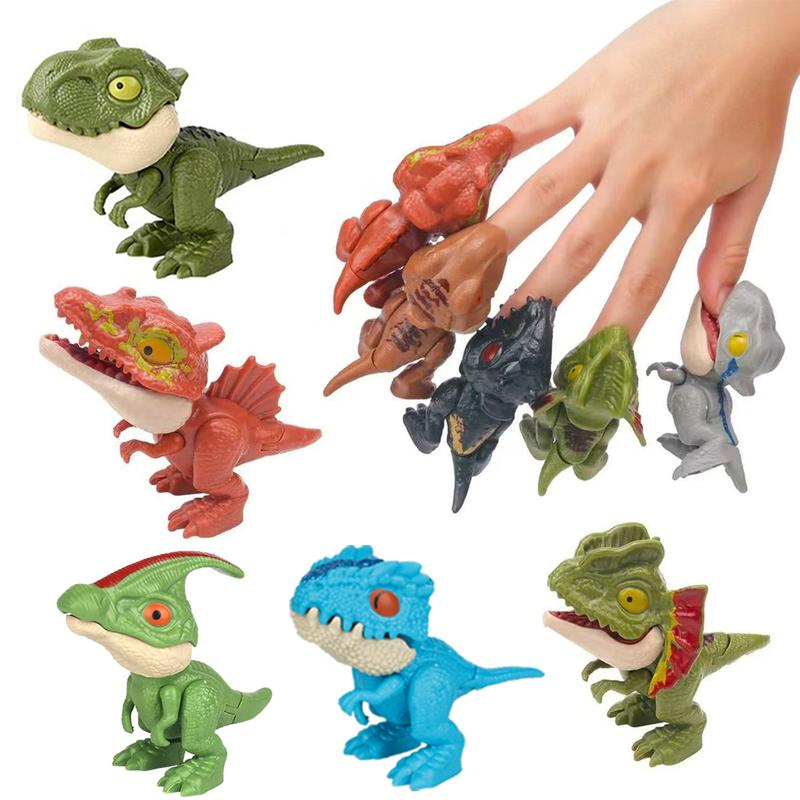 5 PCS Painless Biting Finger Dinosaur Toy Set for 3+ Kids, Movable Mouth, Fun Birthday Gifts, Easter Basket Stuffers and Egg Fillers