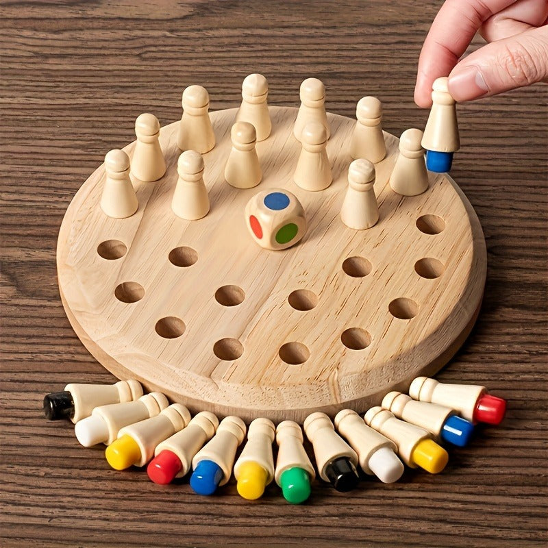 A Set of Wooden Memory Matching Game, a Portable Family Strategy Board Game, Perfect for Holiday Gifts And Brain Training
