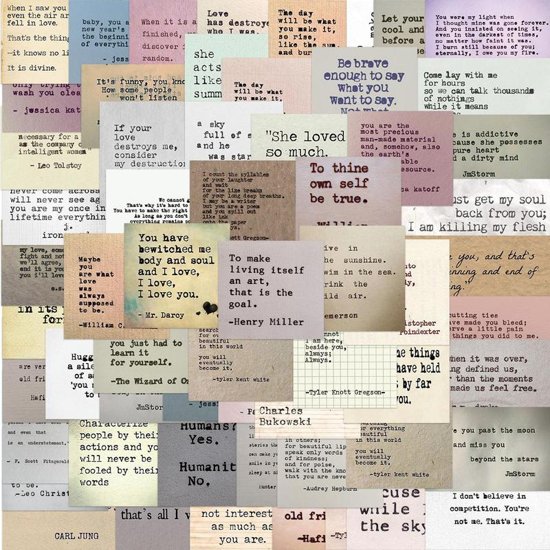 Retro Typewriter Style Motivational Quotes Sticker, 60pcs/set Inspirational Vintage Journaling Sticker, Famous Words Scrapbook Sticker for Planner Bullet Journal Laptops