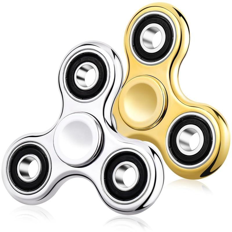 Fidget Spinner 2 Pack, Stress Anxiety Relief Sensory Fidget Toys for Kids Adults, Cool Electroplated Fidget Spinners for ADHD Autism Birthday Gifts Stocking Stuffers Classroom Prizes for Boys Girls Round