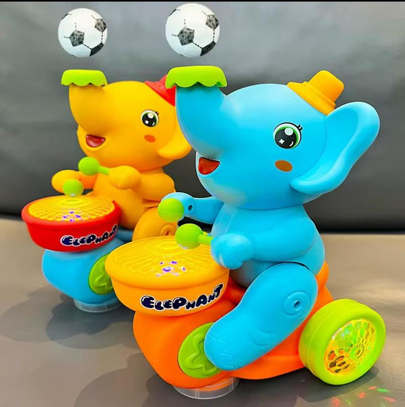 New Interactive Elephant Toy 8x6x5 inches for Toddlers & Kids with LED Lights Realistic Sound Effects & Soft Drum Feature Sensory Play