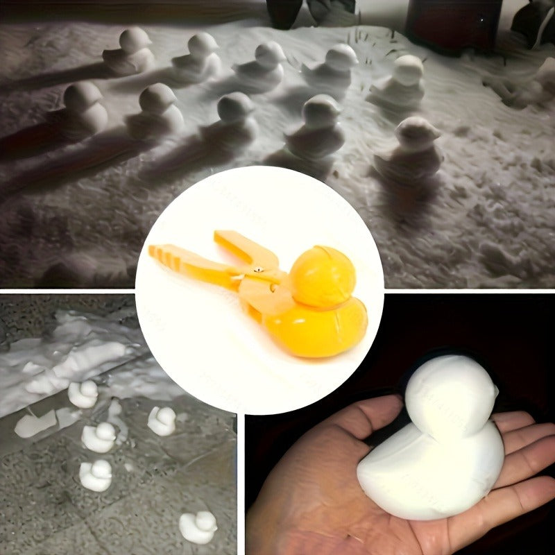 Multi-Shape Snow Maker Tool with Duck, Snowman, Heart & Football Molds - Compatible for Skiing, Snowball Fighting