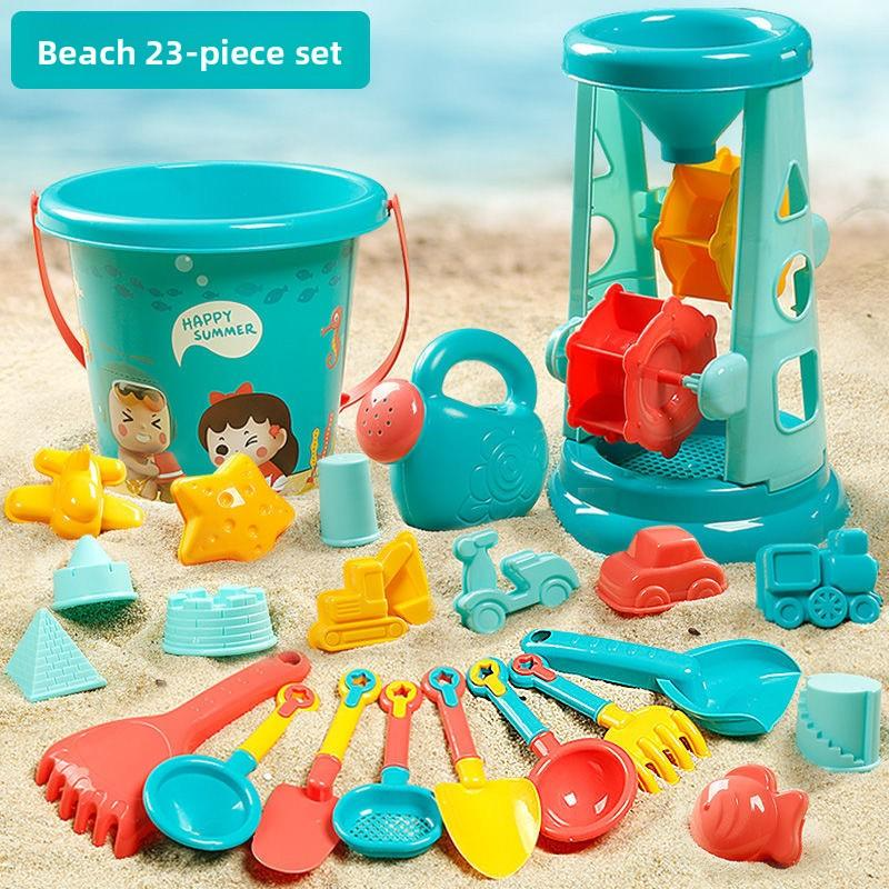 Beach Toy Set With Bucket, Hourglass, Shovel, Rake And Molds For Kids Outdoor Play In Beach, Park And Sandbox, Safe Eco-friendly Plastic, Burr-free Surface, Multi-play Modes To Stimulate Creativity