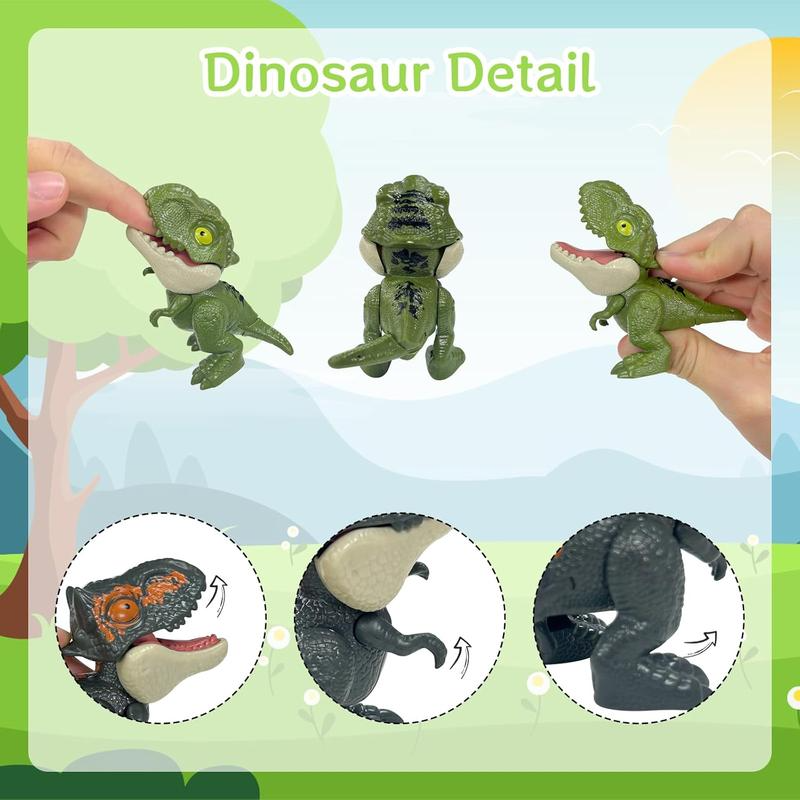 5 PCS Painless Biting Finger Dinosaur Toy Set for 3+ Kids, Movable Mouth, Fun Birthday Gifts, Easter Basket Stuffers and Egg Fillers