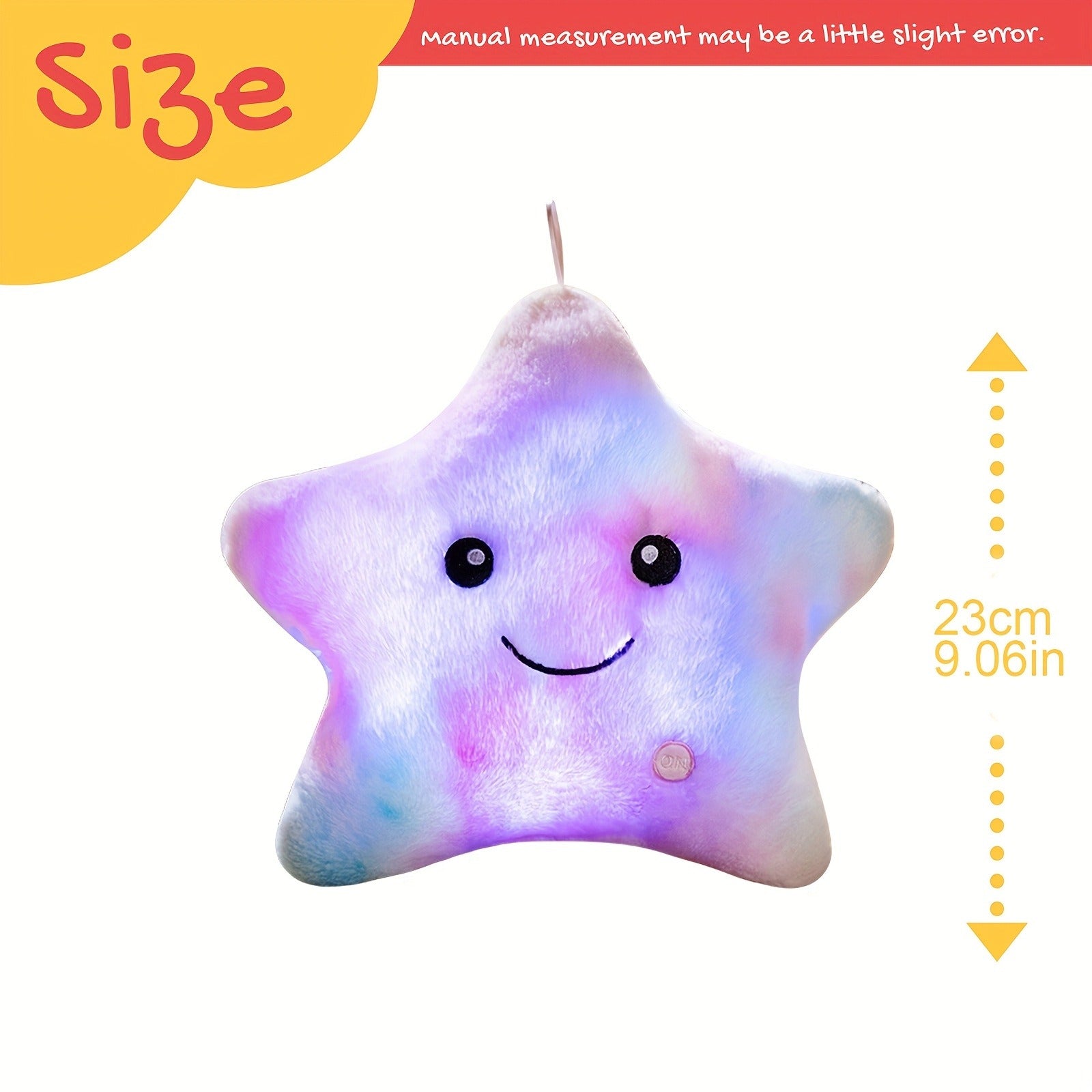 Light Up Star Plush Toy - Soft Star Stuffed Animal with Steady/Flashing Glow, Battery Operated Plush, Bedroom Decor Night Light, Perfect Birthday/Christmas Gift for Toddlers Boys Girls Excluding Batteries