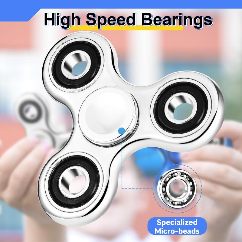 Fidget Spinner 2 Pack, Stress Anxiety Relief Sensory Fidget Toys for Kids Adults, Cool Electroplated Fidget Spinners for ADHD Autism Birthday Gifts Stocking Stuffers Classroom Prizes for Boys Girls Round