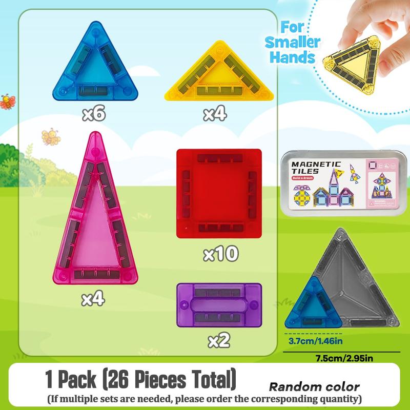 26/34/40 pieces 1 set Mini Magnetic Tile Building Blocks,with Iron Box for Portable Play, Perfect for Gifts and Easy Storage, Safe for Kids