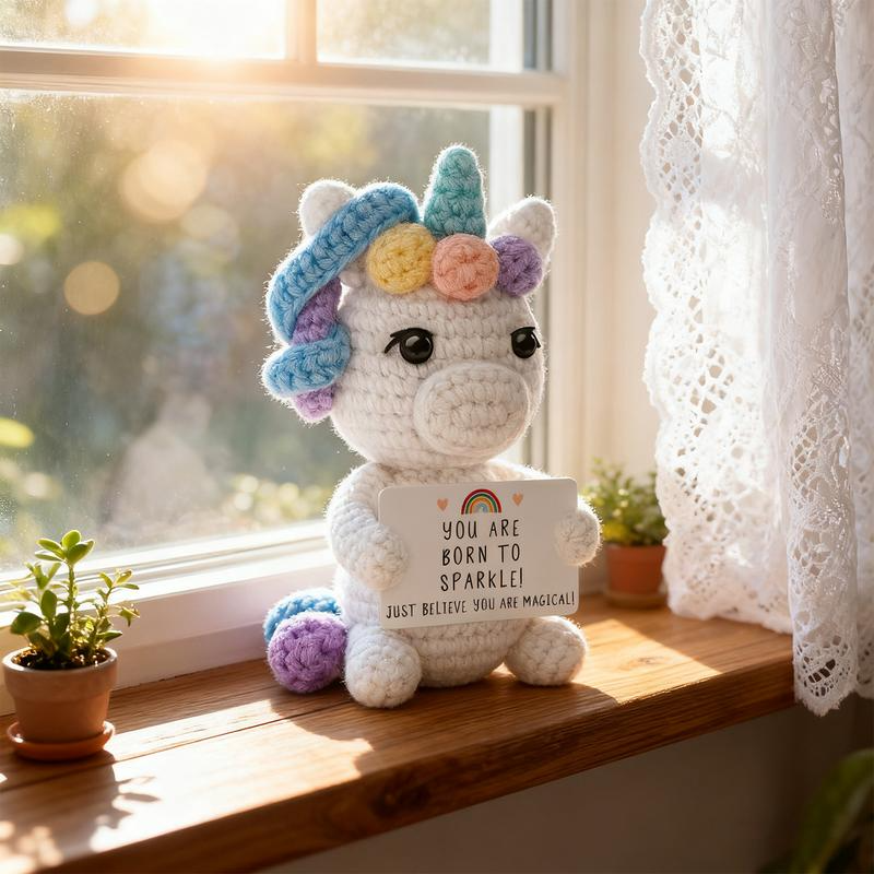 A Magical Gift: Handmade Crochet Unicorn with Inspiring Words. Perfect for Birthday, Christmas, or Just Because! Gift for Women & Girls