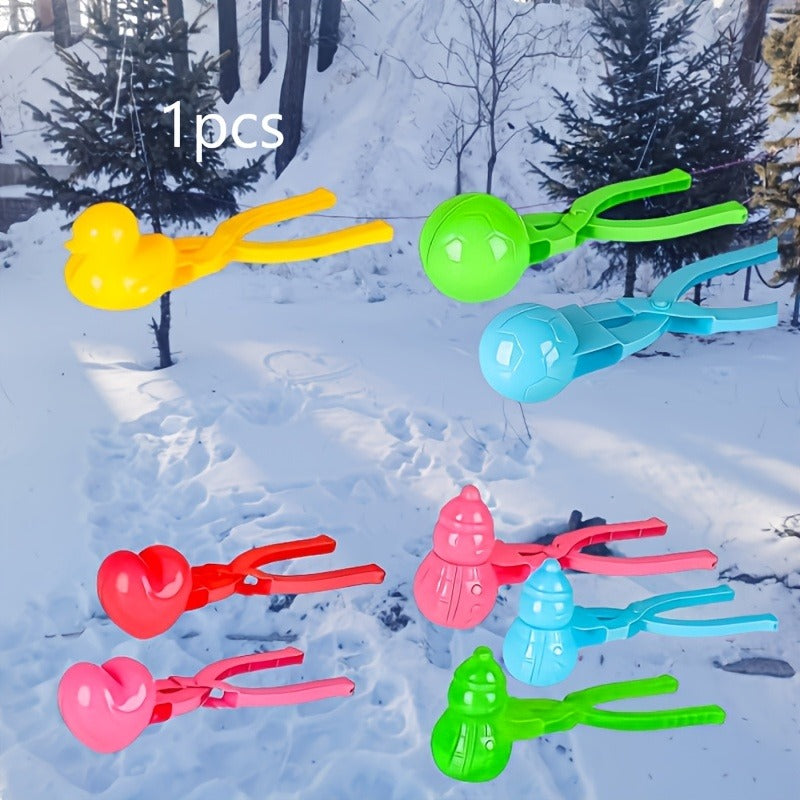 Multi-Shape Snow Maker Tool with Duck, Snowman, Heart & Football Molds - Compatible for Skiing, Snowball Fighting