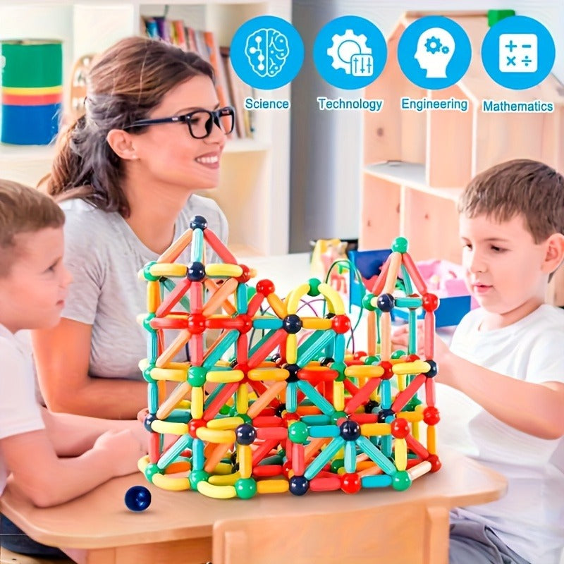 Magnetic Building Blocks: A STEM Educational Toy for Ages 3 And Up, Enhancing Manual Skills, Creativity, And Focus—Perfect for Creative Learning Gifts, Halloween Surprises, Christmas Gifts, And Back-To-School Treats