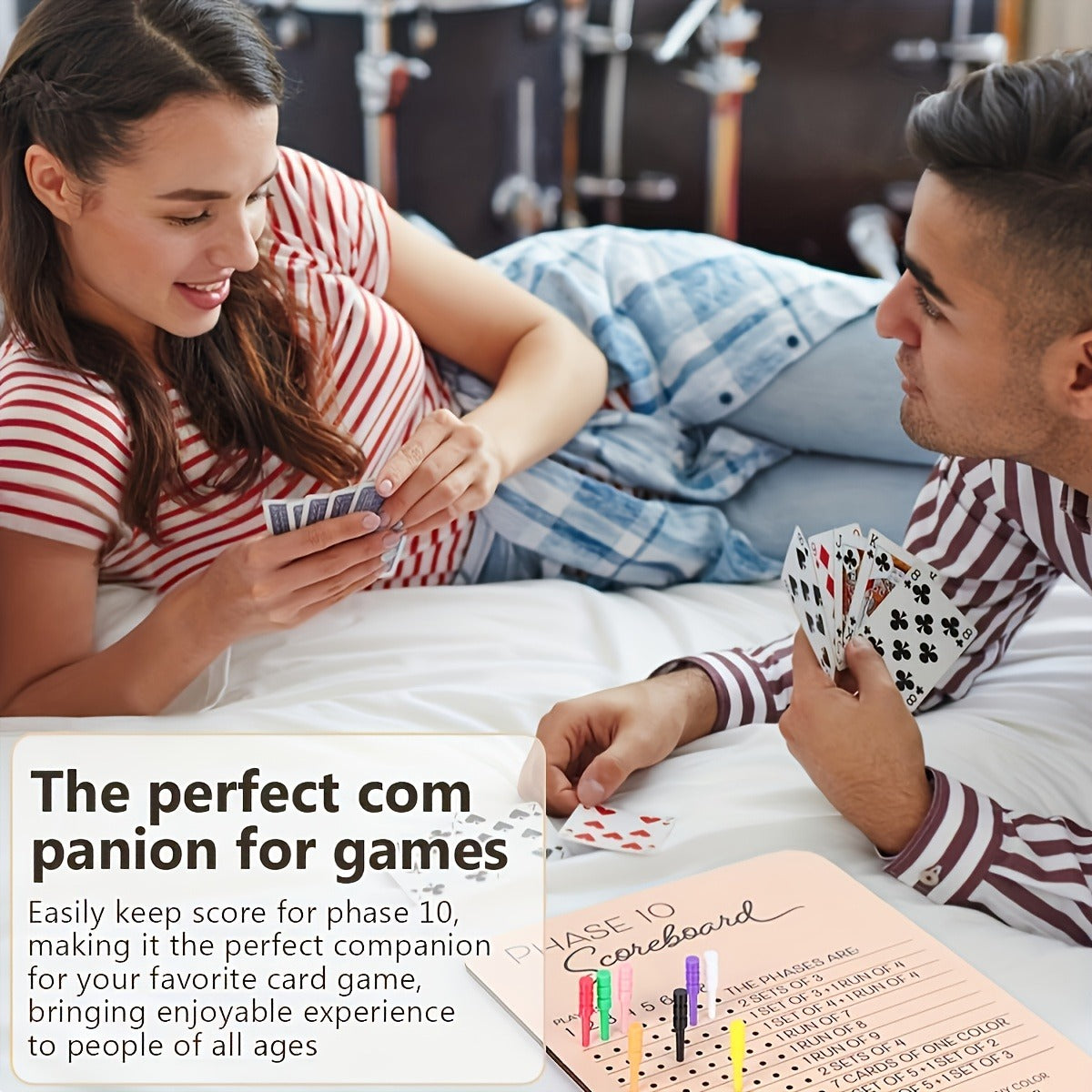 1pc Wooden Phase 10 Score Board, Math, Round Tracker with 8 Colored Pegs, Phase 10 Score Sheets, for Board Card Games, Party, Family, Phase 10 Score Sheets, Board Card Games for Party Family