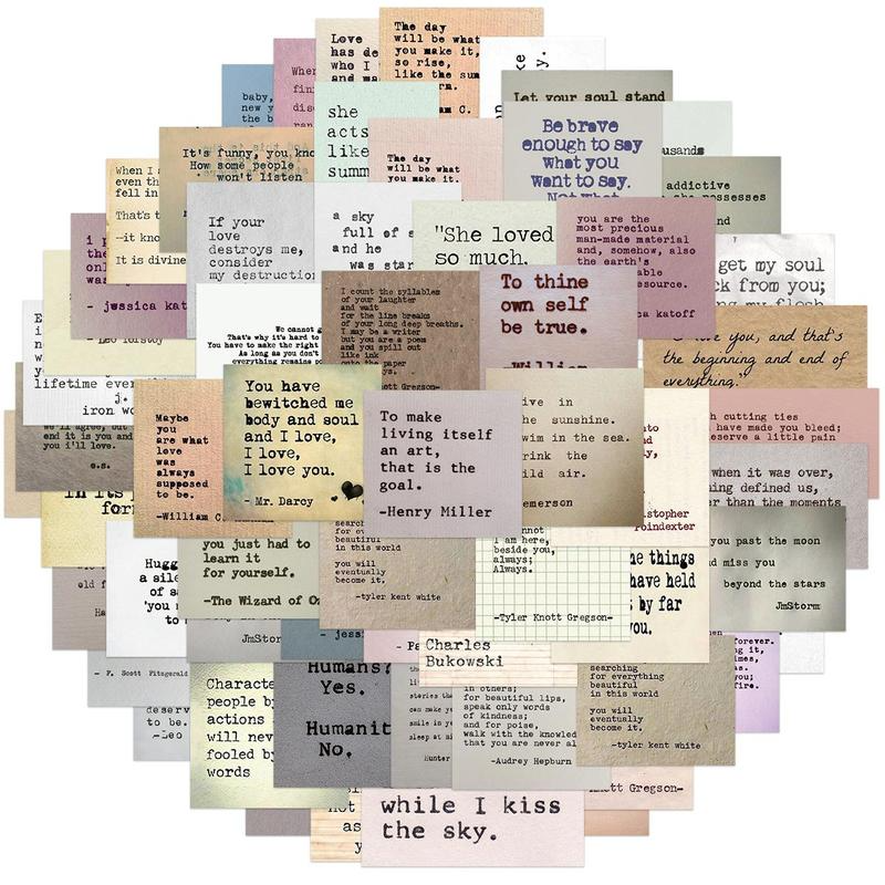 Retro Typewriter Style Motivational Quotes Sticker, 60pcs/set Inspirational Vintage Journaling Sticker, Famous Words Scrapbook Sticker for Planner Bullet Journal Laptops