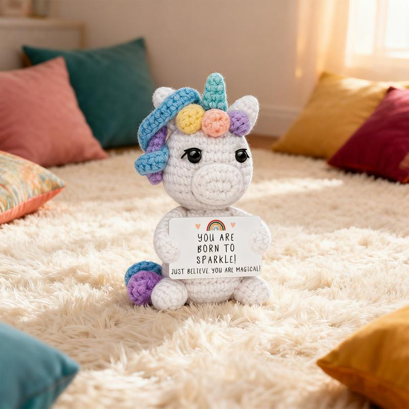 A Magical Gift: Handmade Crochet Unicorn with Inspiring Words. Perfect for Birthday, Christmas, or Just Because! Gift for Women & Girls