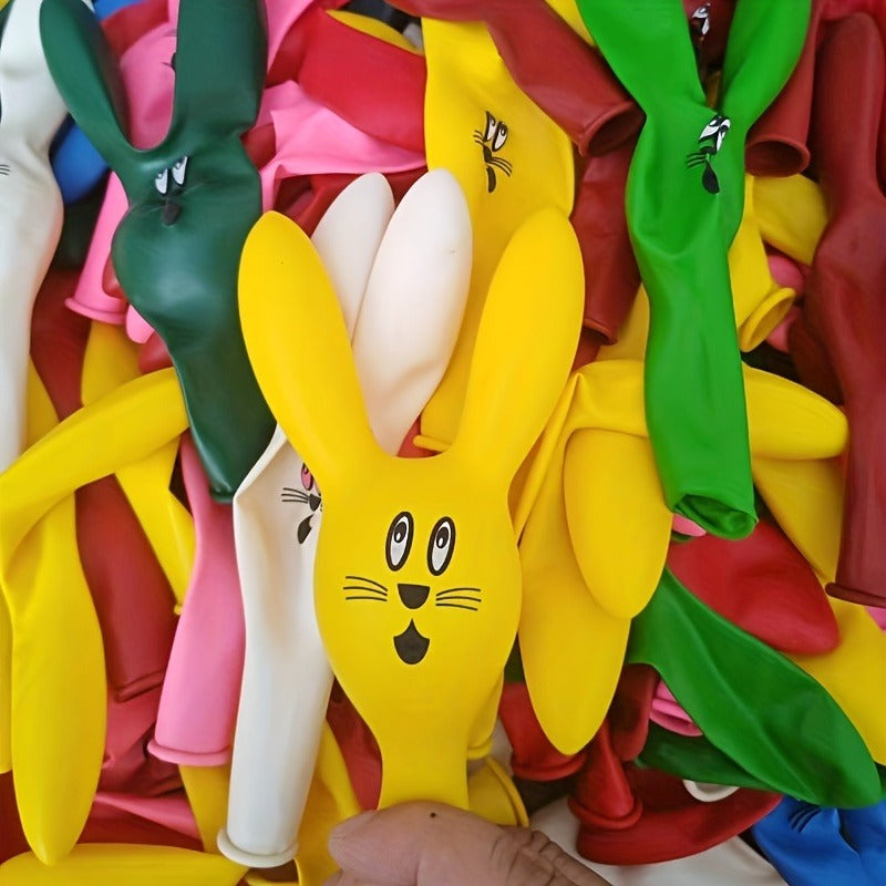 10pcs Cute Bunny Head Balloons | Mixed Color Latex, Perfect for Easter Celebrations and Festive Decorations with Long Ears Design, Decorative Balloons | Vibrant Balloons | Colorful Assortment, Birthday Balloons, Easter Room Decor