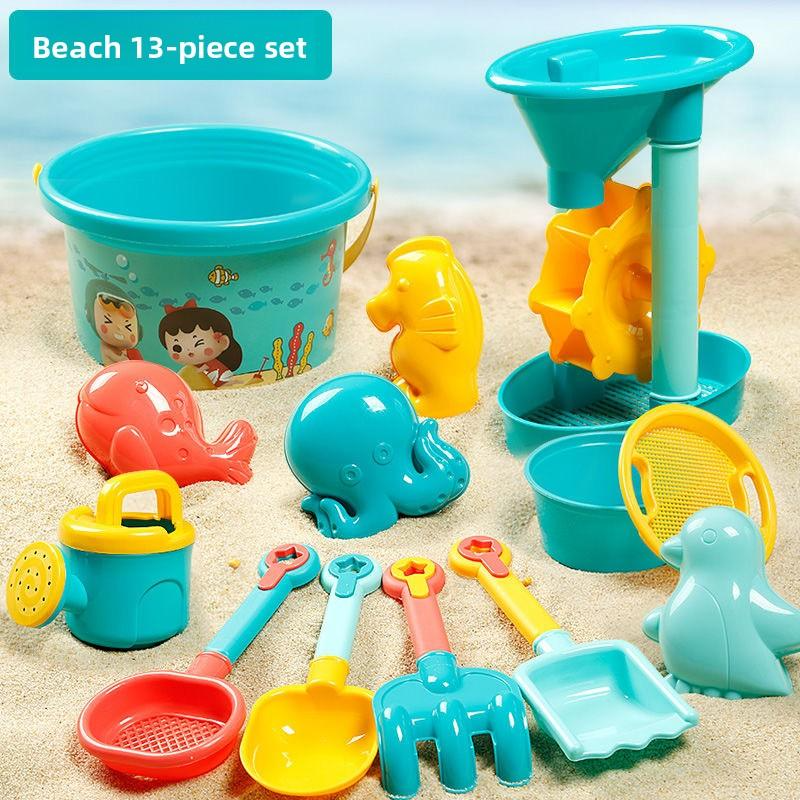 Beach Toy Set With Bucket, Hourglass, Shovel, Rake And Molds For Kids Outdoor Play In Beach, Park And Sandbox, Safe Eco-friendly Plastic, Burr-free Surface, Multi-play Modes To Stimulate Creativity