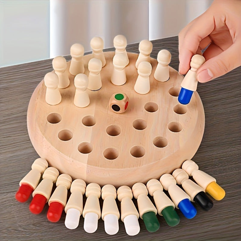 A Set of Wooden Memory Matching Game, a Portable Family Strategy Board Game, Perfect for Holiday Gifts And Brain Training