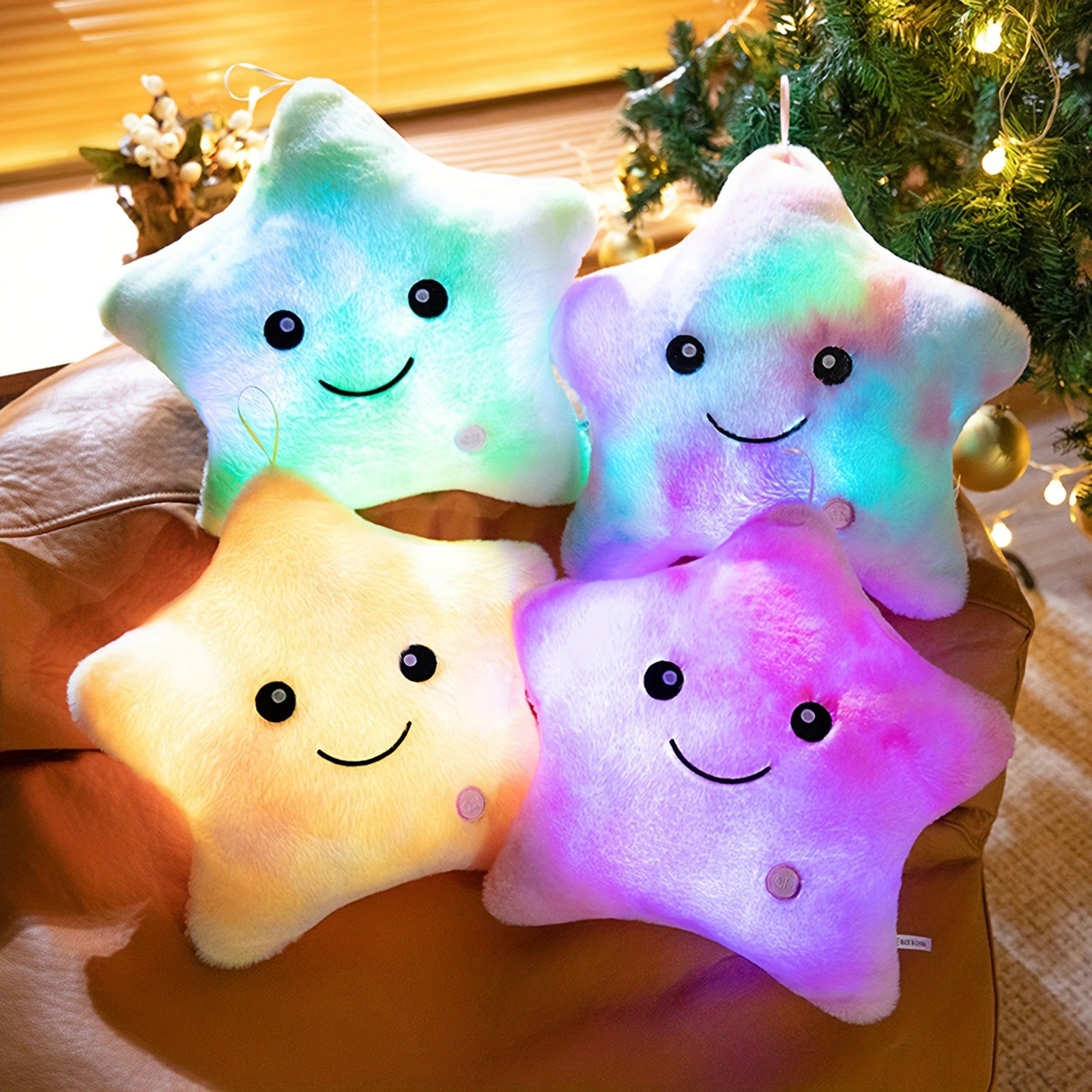 Light Up Star Plush Toy - Soft Star Stuffed Animal with Steady/Flashing Glow, Battery Operated Plush, Bedroom Decor Night Light, Perfect Birthday/Christmas Gift for Toddlers Boys Girls Excluding Batteries