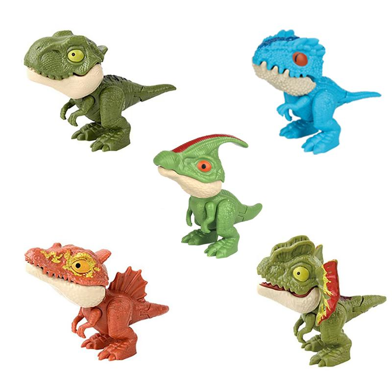 5 PCS Painless Biting Finger Dinosaur Toy Set for 3+ Kids, Movable Mouth, Fun Birthday Gifts, Easter Basket Stuffers and Egg Fillers