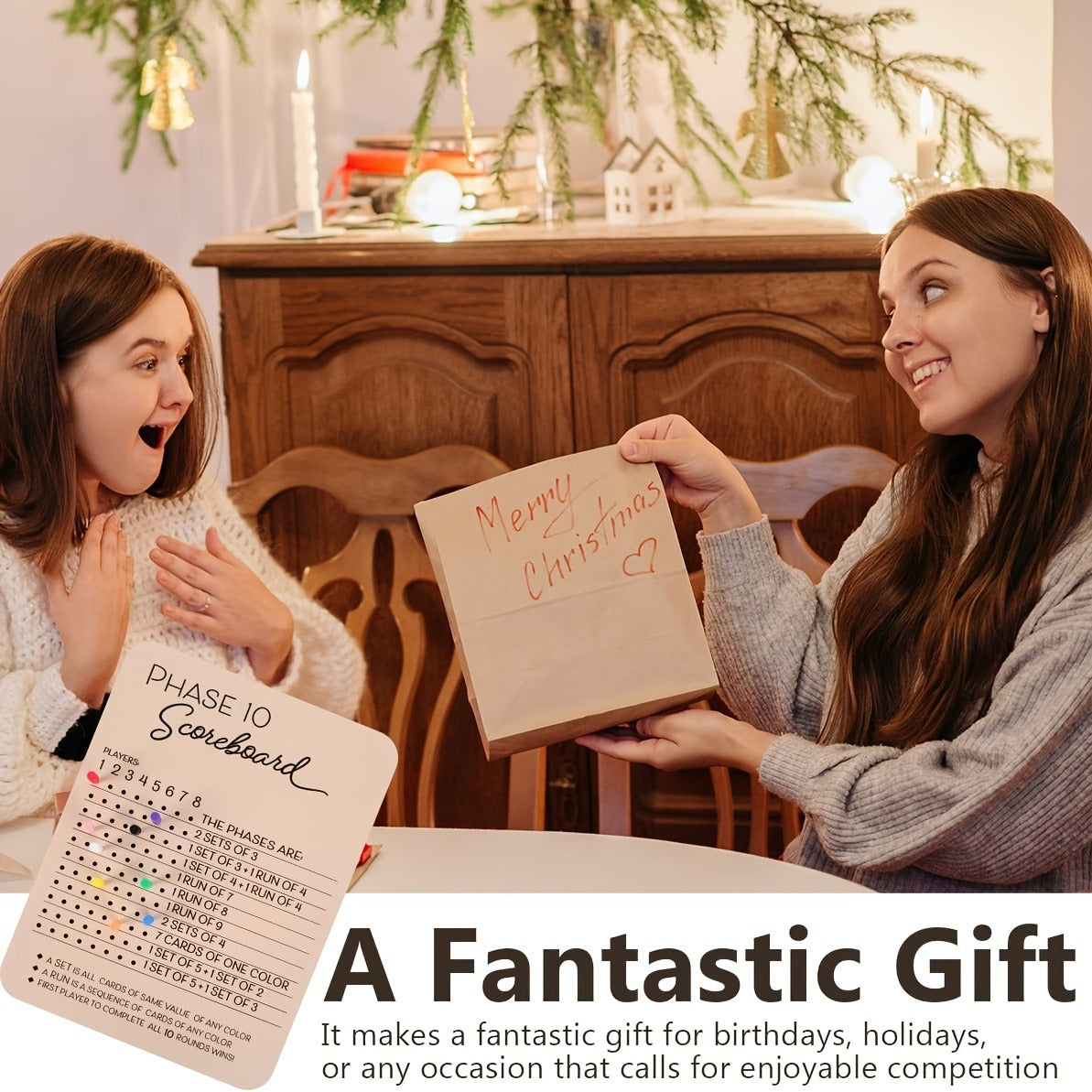 1pc Wooden Phase 10 Score Board, Math, Round Tracker with 8 Colored Pegs, Phase 10 Score Sheets, for Board Card Games, Party, Family, Phase 10 Score Sheets, Board Card Games for Party Family