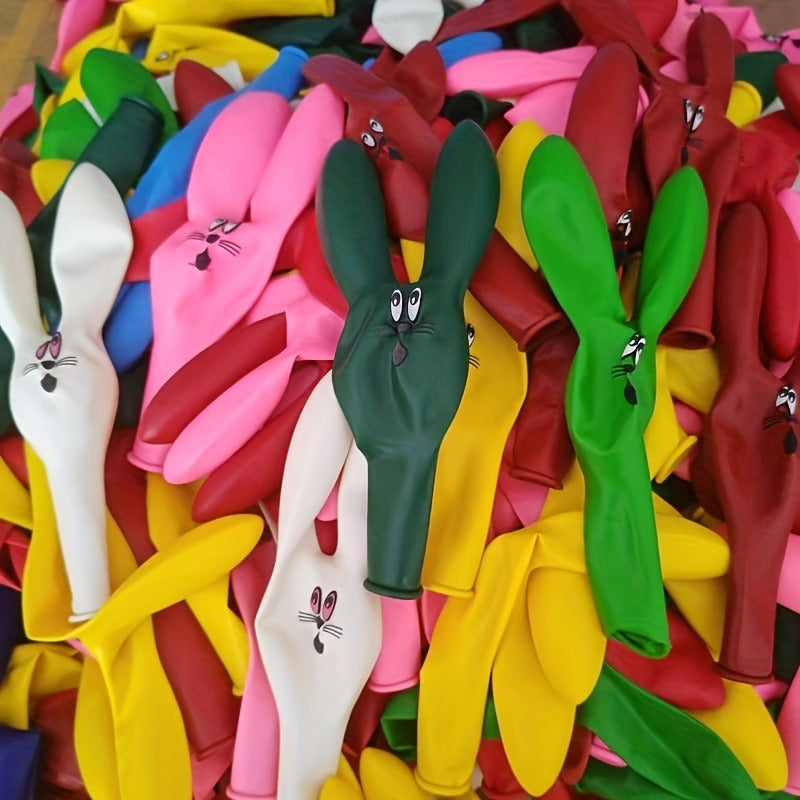 10pcs Cute Bunny Head Balloons | Mixed Color Latex, Perfect for Easter Celebrations and Festive Decorations with Long Ears Design, Decorative Balloons | Vibrant Balloons | Colorful Assortment, Birthday Balloons, Easter Room Decor