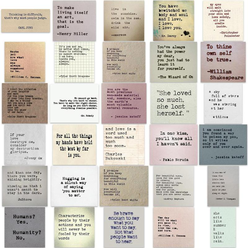 Retro Typewriter Style Motivational Quotes Sticker, 60pcs/set Inspirational Vintage Journaling Sticker, Famous Words Scrapbook Sticker for Planner Bullet Journal Laptops