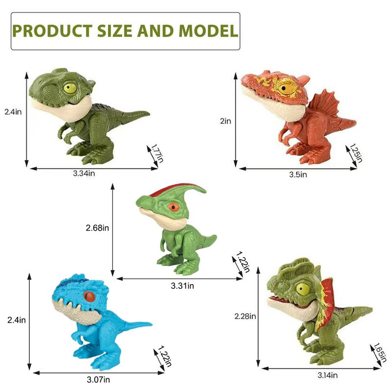 5 PCS Painless Biting Finger Dinosaur Toy Set for 3+ Kids, Movable Mouth, Fun Birthday Gifts, Easter Basket Stuffers and Egg Fillers