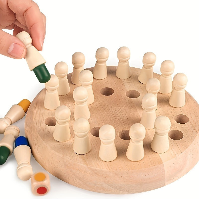 A Set of Wooden Memory Matching Game, a Portable Family Strategy Board Game, Perfect for Holiday Gifts And Brain Training