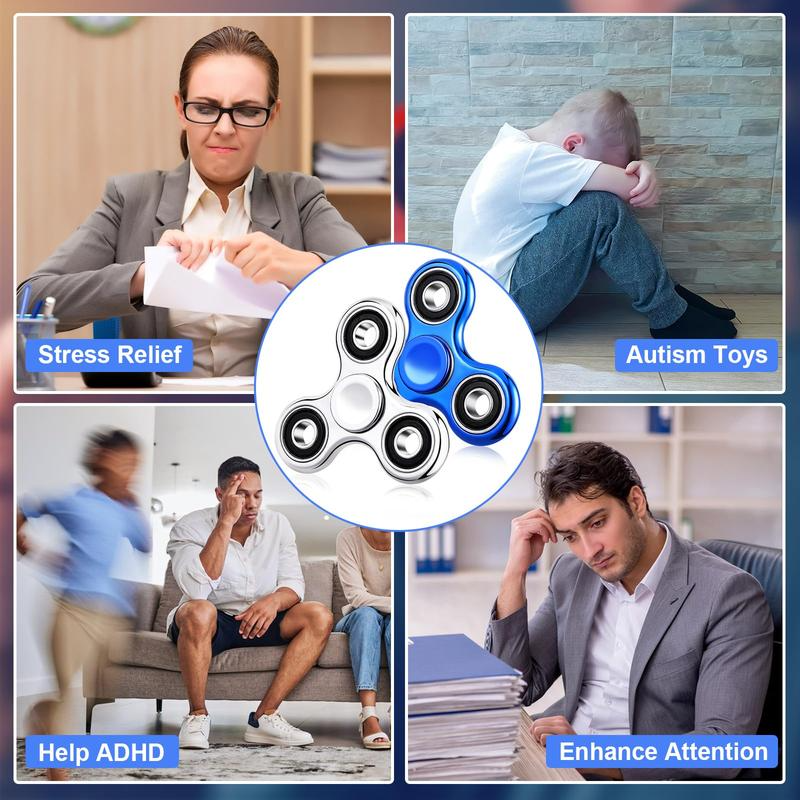 Fidget Spinner 2 Pack, Stress Anxiety Relief Sensory Fidget Toys for Kids Adults, Cool Electroplated Fidget Spinners for ADHD Autism Birthday Gifts Stocking Stuffers Classroom Prizes for Boys Girls Round