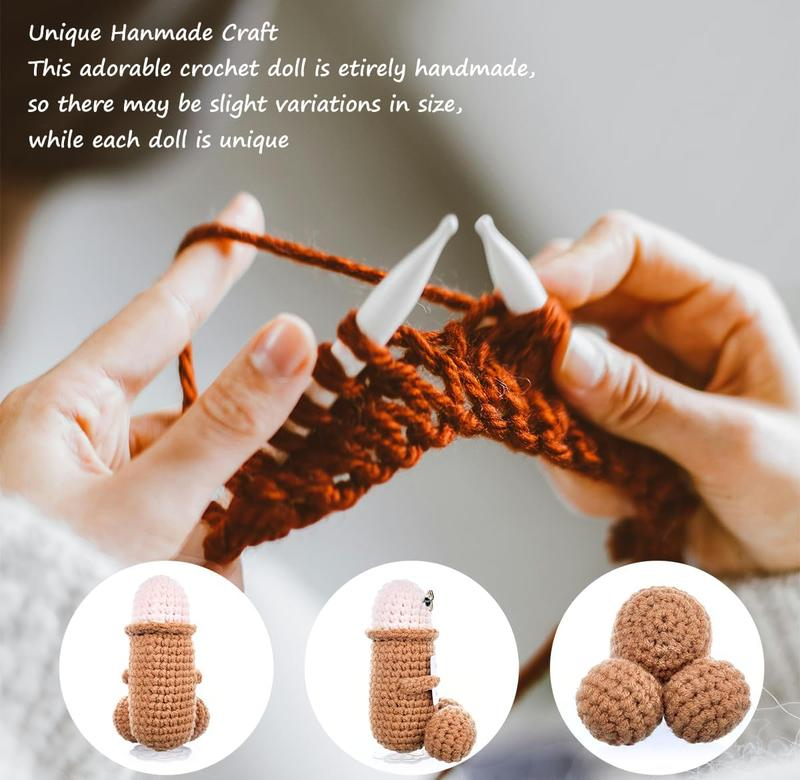 Funny Emotional Cute Crochet Doll, 1 Count Creative Knitted Decor with Positive Message Card, New Year Birthday Gift,Gifts Boyfriend,Fun Desk Decoration, Inspirational Gift for Friends Women，Support Plushies,Cuddly Doll Gift