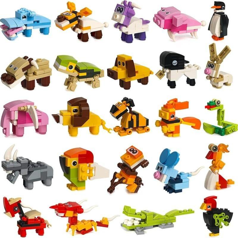 Animal Building Blocks Valentines Cards for Kids 2025 Valentine's Day Gifts 24Pcs & 26Pcs Heart-Shaped Boxes with Love Notes Creativity Imagination Playtime Wind-up toy